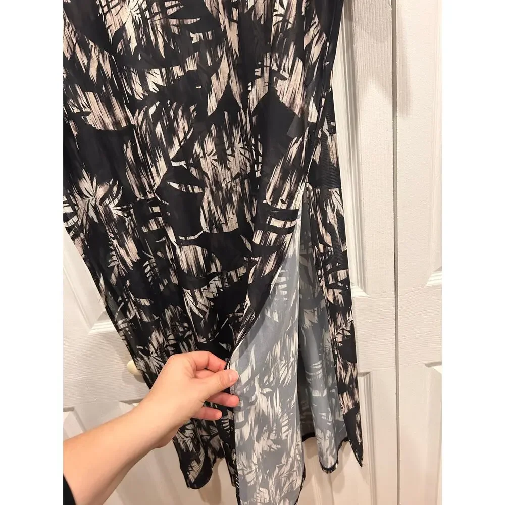 Nina Parker Sheer Mesh Palm Print Tunic Top/Dress Plus Size 2X - Picture 4 of 7